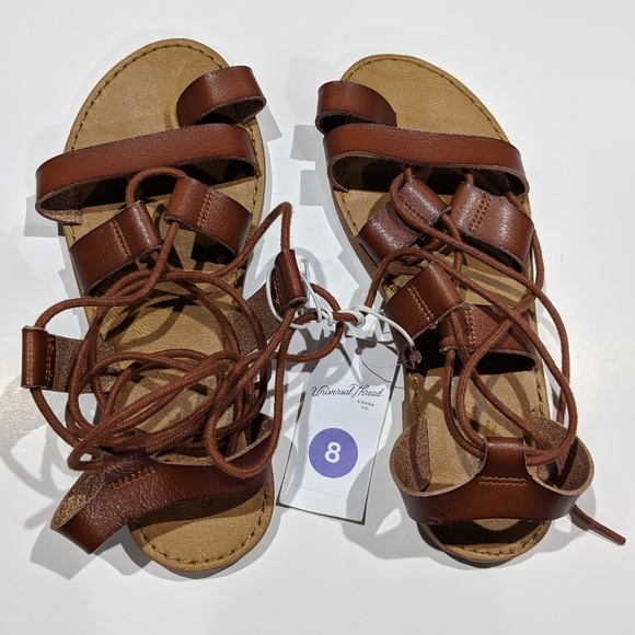 Universal Thread Shoes - Brown Leather Strappy Sandals